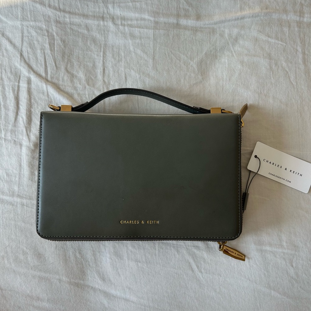 NWT Charles & Keith Olive Green Clutch